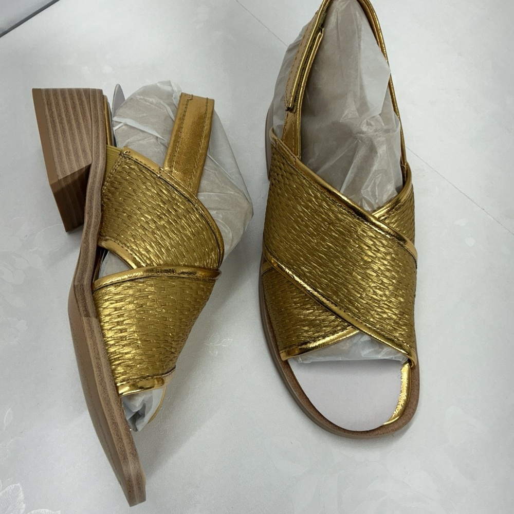 Franco Sarto Women's Gold Crisscross Slingback Sandals